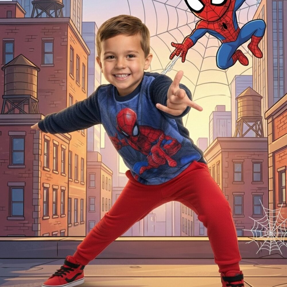 Marvel Spider-Man Kids' Fleece Sweatshirt & Red Joggers – Web-Slinger Edition